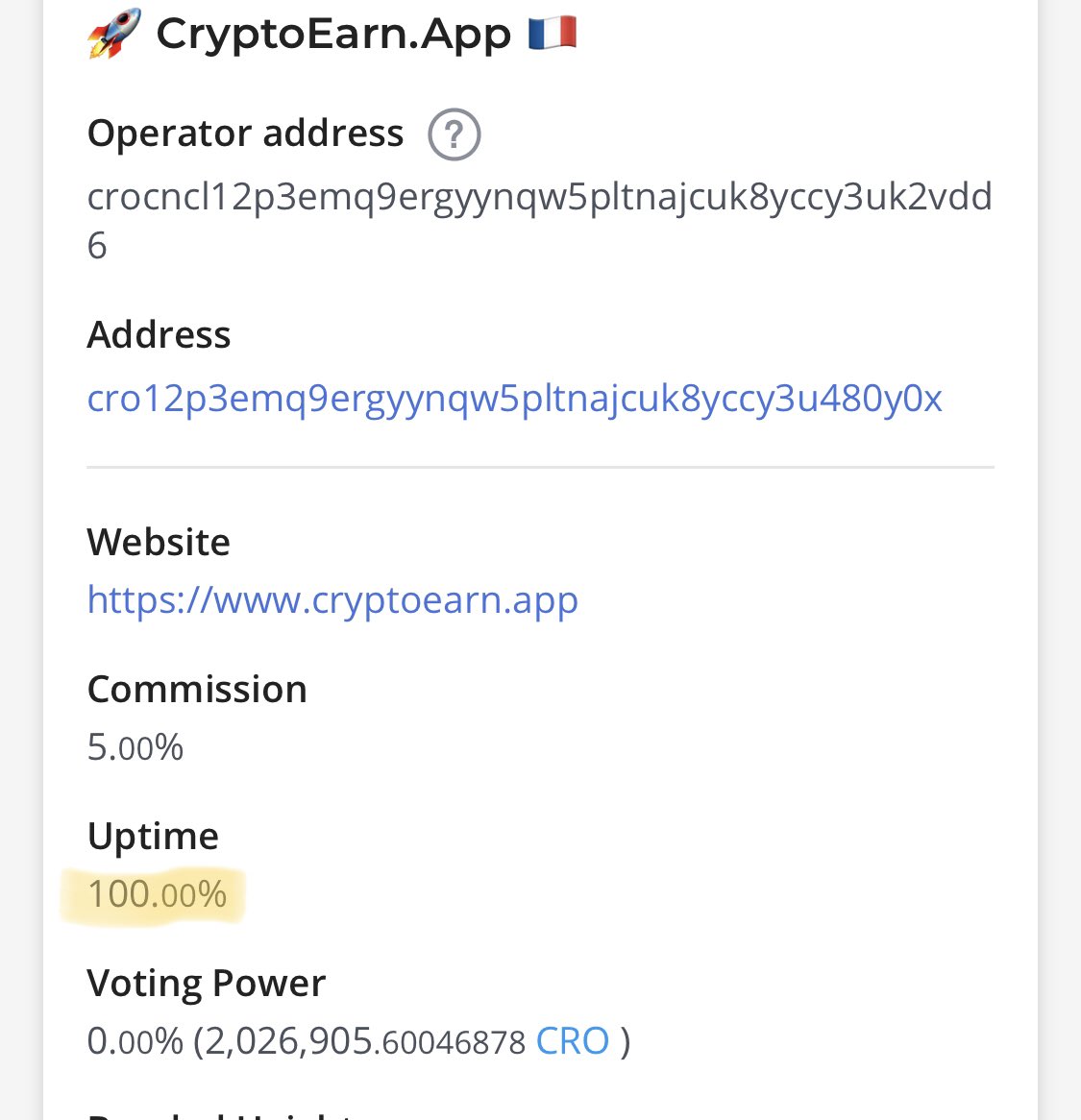 Check the status of your validator #cro #defi 

A lot are jailed, so you don’t receive any rewards :/ => crypto.org/explorer/valid…

We are still here with 100% uptime :)