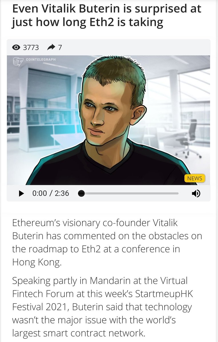 AskToRahulSingh's tweet photo. #VitalikButerin admits that Our New Project #ETH_2 will takes much longer time that all assumed,
Project starts in Aug. 2020 & Beta test launch on Late 2021 or 2022 as well it takes approx 4-5 years to complete implementations due to a lot of #SmartContracts in #Ethereum https://t.co/rGz7RODKuG