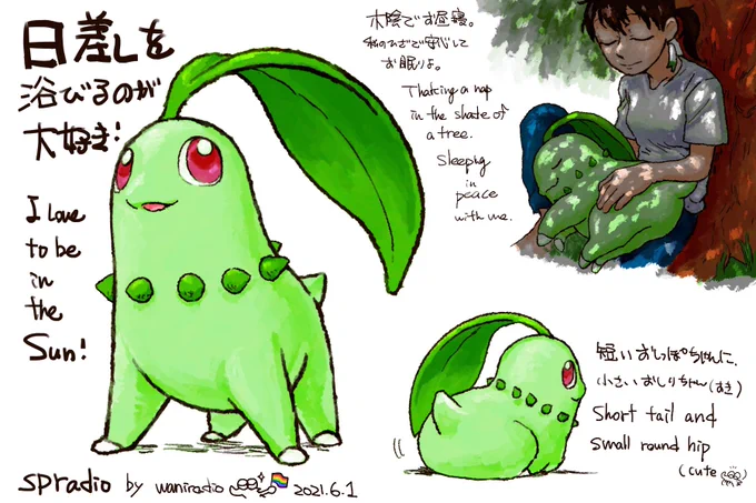 #ポケモンと生活 
#チコリータ
#Pokemon
#Chikorita 
1日に1匹のポケモンを描くか続けられるかは分かんない
(けど、コミッション頼んでくれる人のお陰で今の所続行中🐊💫)
152日目は葉っぱは優しくて甘い香りのチコリータ!🍃 