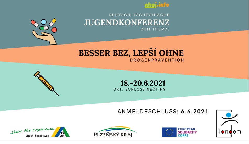 Jugendherberge's tweet photo. Vom 18.-20.06.2021 findet in Nečtiny (CZ) eine Deutsch-tschechische #Jugendkonferenz über #Drogenprävention statt: „Besser bez, lepší ohne“ Anmeldungen noch bis Sonntag. Das DJH unterstützt @ccentretandem &amp; das Projekt https://t.co/8s7avyQP4V. Mehr Infos: https://t.co/kQ3agJgGD3 https://t.co/OZRRjCLm6h