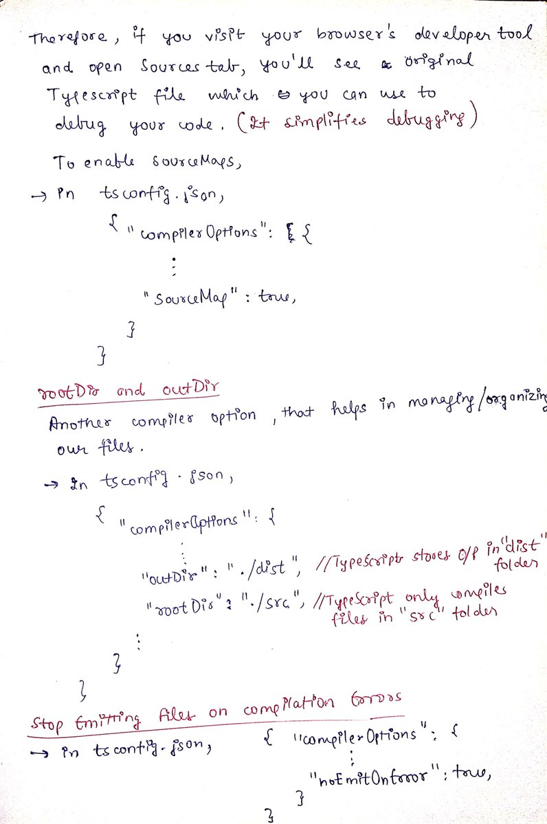 thesavvycoder's tweet image. Day2 of #30DaysOfTypeScript challenge
Learned about the TypeScript compiler and various configuration settings we can apply to control our workflow.
Follow the repo: github.com/tarunsinghdev/…
Notes from Day 2 .👇👇