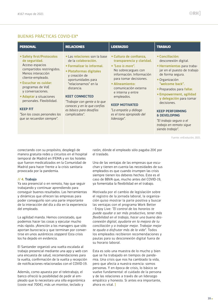 elena_mendez_dv's tweet photo. Me hace mucha ilusión compartir el artículo completo sobre buenas prácticas en gestión de #ExperienciadeEmpleado en pandemia que escribí el mes pasado en @ORH_RH 

Comenta por favor qué te ha parecido 😊

#Talento #FutureofWork https://t.co/r3Kst91xqB