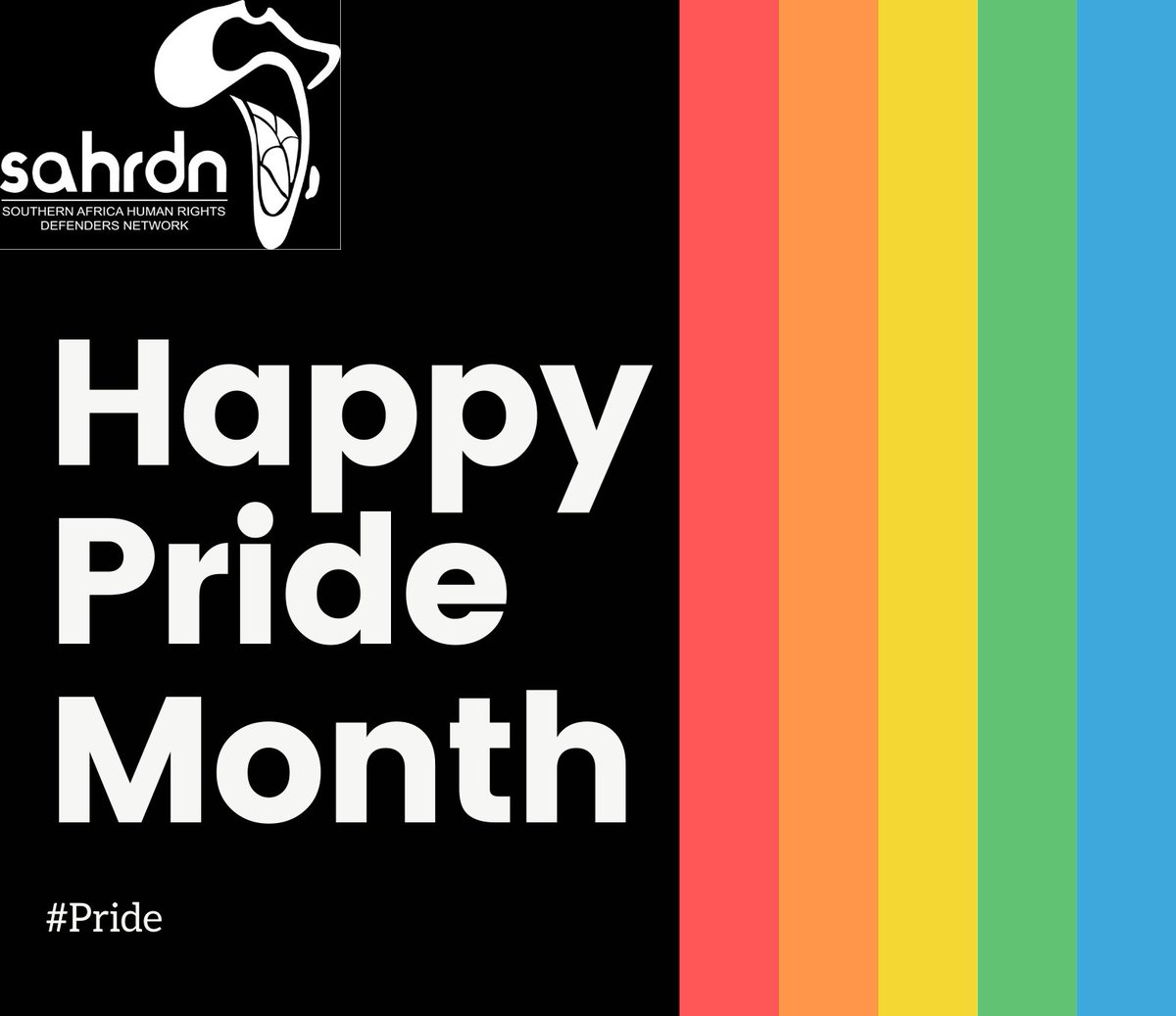 SAHRDNetwork's tweet photo. #HappyPrideMonth
Despite the significant gains on #LGBTI+ rights over the past years which include, decriminalization of same-sex sexual acts in Botswana and Angola. #LGBTI+ rights defenders and transgender activists continue to be under attack in the sub-region.
#WeStandwiThem https://t.co/RwbPA29f3w