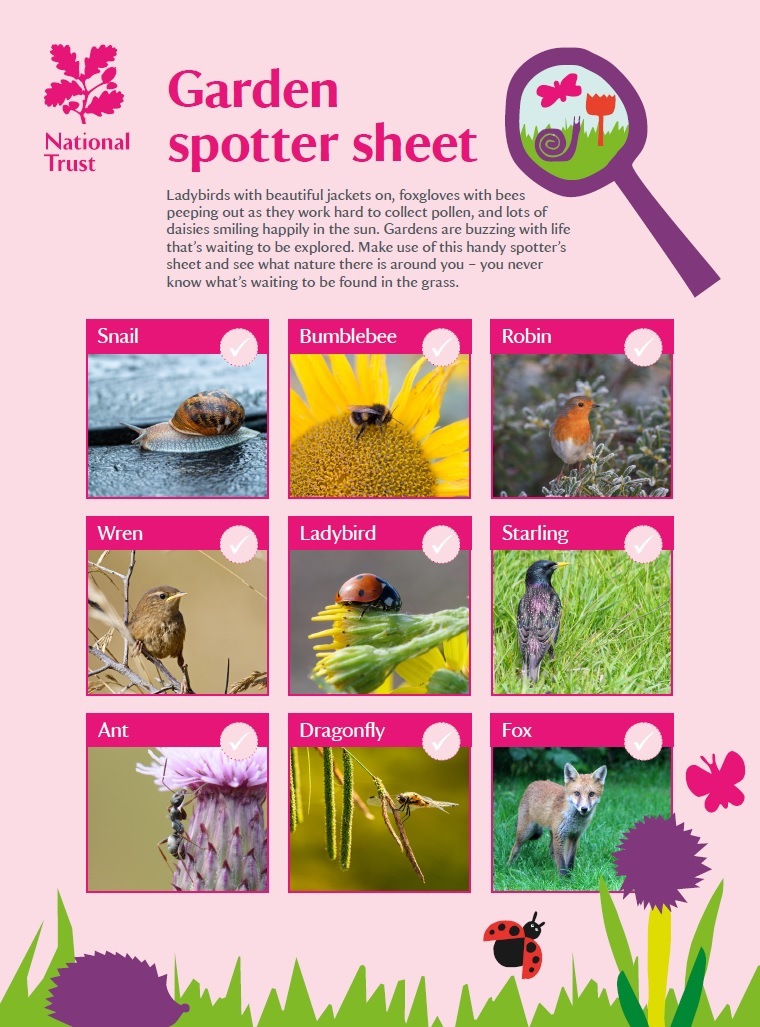 Gardens are now coming alive with wildlife. If you look carefully, you'll see busy bees, birds & butterflies basking in the sun. Use this spotter's guide to discover garden wildlife close to home or bring it with you when you visit this half term > bit.ly/GardenSpotterS…