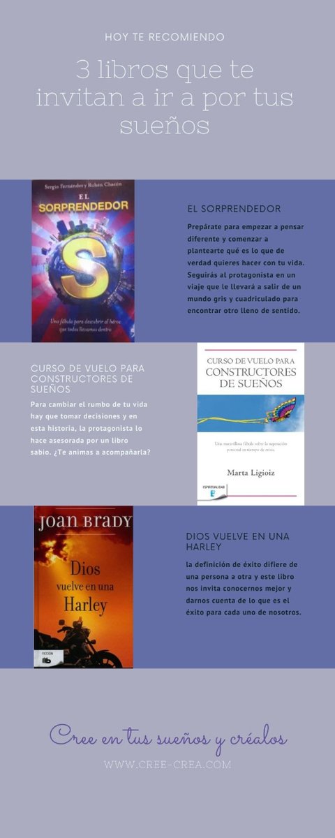 elviracreecrea's tweet photo. 📖 ¿Estás buscando un libro que te dé el empujón que necesitas para ir a por tus sueños? 
Aquí te recomiendo 3 que ya me leí y que te hacen recapacitar sobre tu vida. https://t.co/GO9jqH0pap