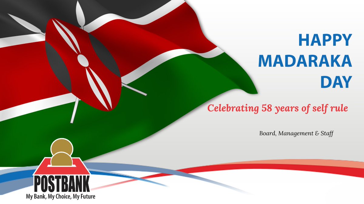 OgalTina's tweet photo. The Only bank that wishes you a Happy Madaraka Day, Before, During and After the Holiday.  On behalf of myself and million other proud customers of POSTBANK Tunasema AHSANTE SANA🙏🙏 @Postbank1 @RobertAlai @TheStarBreaking @citizentvkenya @KTNNewsKE https://t.co/Utkr5vh5GP