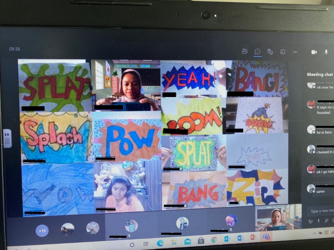 KAPOWWW! We are getting better at describing a sound and mimicking the sound of objects and actions in our story! Our Year 6 had fun creating our Pop Art Onomatopoeia during our digital detox and are certainly looking forward to more word art in our next English Project.