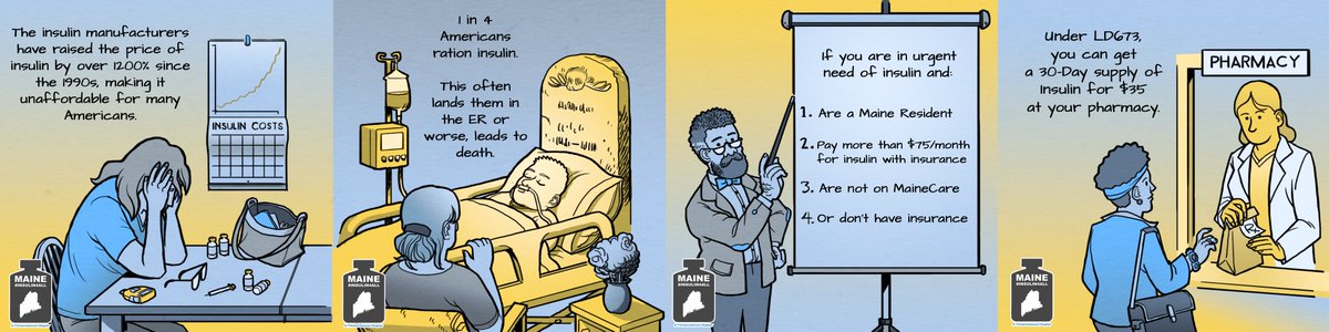 If you need emergency access to insulin, there's no time to wait. Learn how the emergency part of #LD673 works. (Thanks to <a href="/vinegartom/">Vinegar Tom</a> for this awesome graphic!) Then contact your Maine state lawmakers &amp; tell them to vote YES on #LD673! #mepolitics #insulin4all