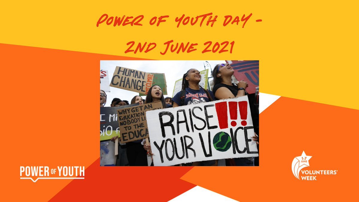Today is the Power of Youth Day, as part of National Volunteers' Week 2021. It is so important to include young people's views and ideas in the covid recovery plans.  New and future employees are watching as decisions are made.  Let's get it right. #powerofyouthday