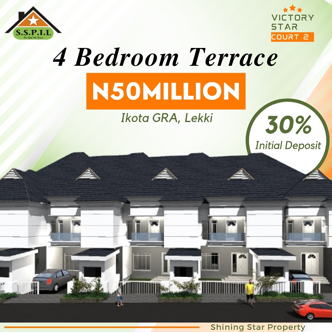 shiningstarprop's tweet photo. Victory Star Court 2 : 4 Bedroom Terrace can hold enough room for your family.

-------------------------
VICTORY STAR COURT 2

TITLE: Certificate of Occupancy 

PRICE: N50,000,000 for 4-Bedroom Terrace 

--------------------------
Initial deposit is 30% of cost https://t.co/h0jmvNPmo9