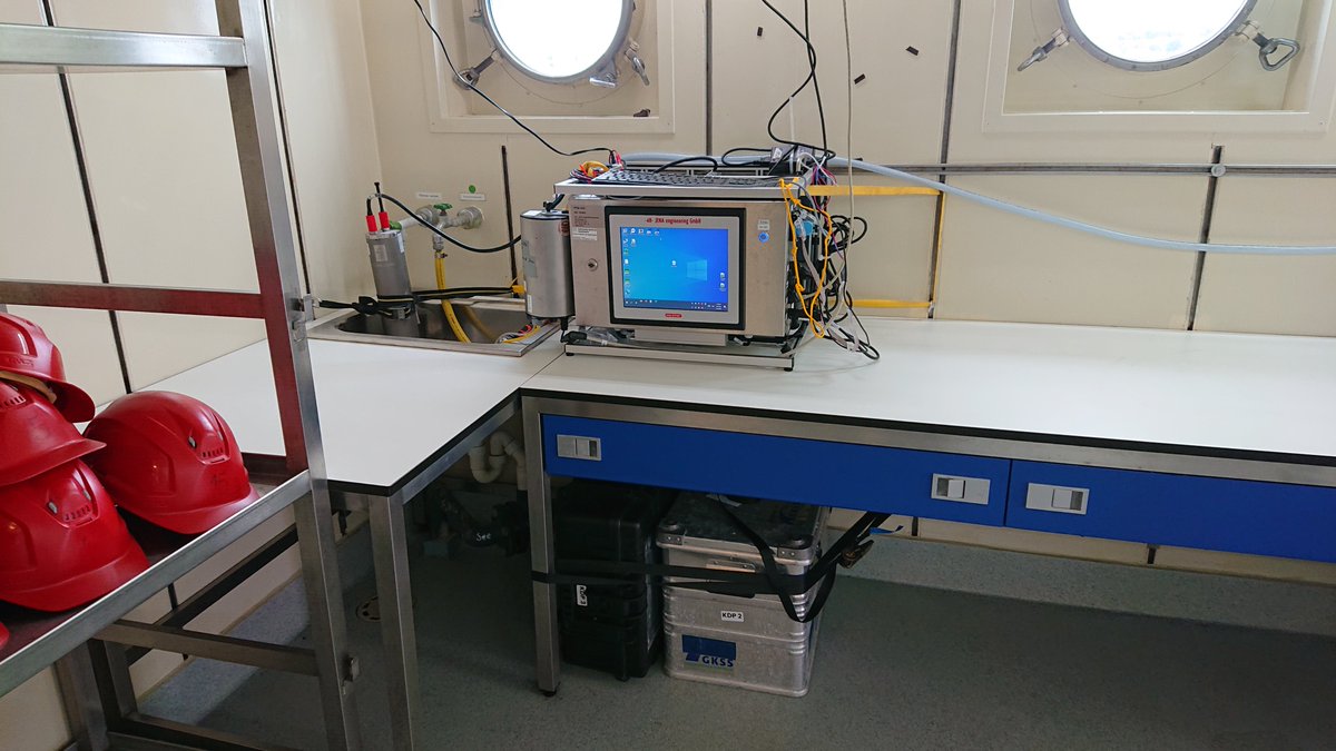 FerryBox_Hereon's tweet photo. Yesterday, Martina installed this #PocketBox on the @GEOMAR_en ship Alkor for continuous monitoring during their North Sea cruise this month. Also attached an algal analyser from @moldaenke and a pCO2 sensor from #4HJena. Smooth sailing! https://t.co/6sWMIU6RP6