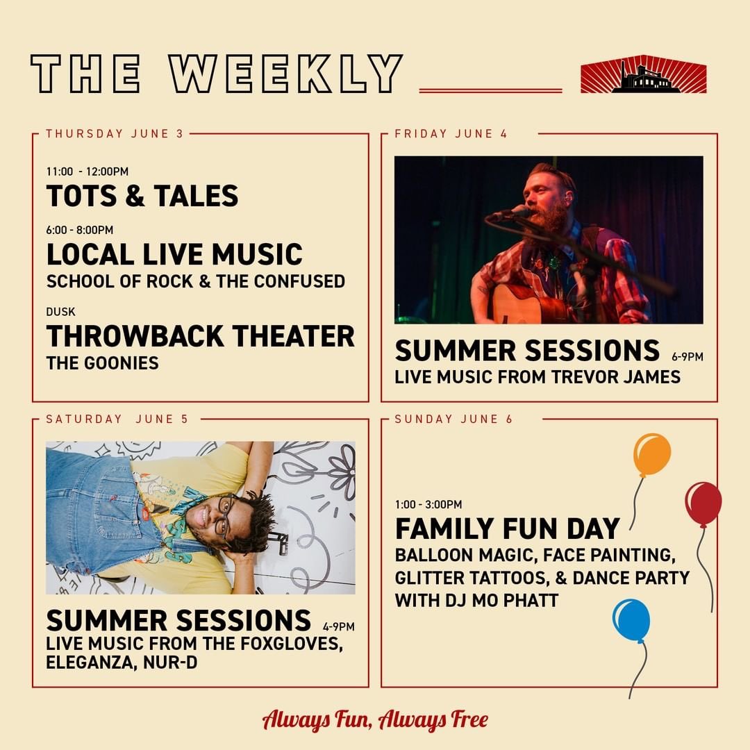 We’re officially kicking off our summer programming at Keg and Case Market! Join us this week for hot, summer nights filled with Local Live Music, Throwback Theater, and Summer Sessions, as well as family-friendly fun with Tots &amp; Tales and Family Day: Balloon Magic!