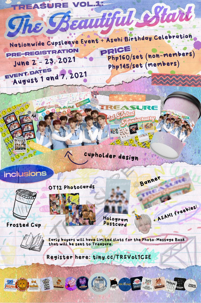restmunaako's tweet photo. 💎TREASURE Vol.1: The Beautiful Start🌈
Nationwide Cupsleeve Event

🗓️Pre-registration: 6/2~6/23
📅Event Dates: 8/1 &amp; 8/7
💰₱160 (non-members) 
💰₱145 (members)

View posters &amp; form for details:
https://t.co/zehTtKNeQe

More venues soon!
@treasuremembers #TREASURE #트레저 https://t.co/hL50aOZMWP