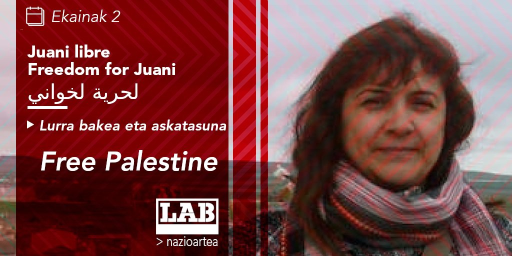 Today was the start of the trial. of Juana Rishmawu, who lives in Palestine for more than 35 years, who works as a Project Coordinator for the Palestinian health organisation Health Work Committees.

#FreedomForJuana #FreePalestine 

web.lab.eus/international/…
