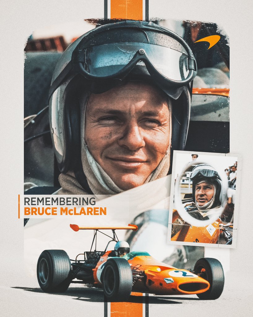Our legendary founder. 🧡 Today we remember the life of Bruce McLaren, who tragically passed away 51 years ago today. Bruce inspired us from the start and continues to do so everyday now.
