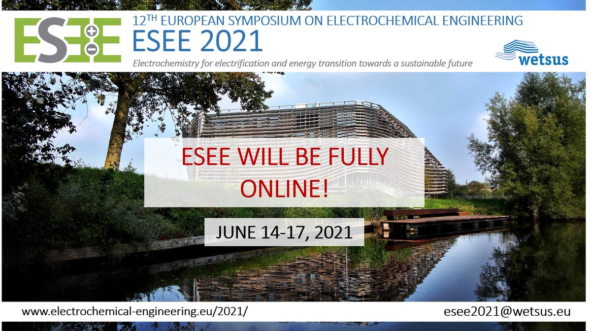 Countdown for #ESEE2021! Are you ready to join the 12th European Symposium on #Electrochemical #Engineering? [14 - 17 June 2021] 
I am 😃👥
More info at electrochemical-engineering.eu/2021/
<a href="/wetsus/">Wetsus</a>
