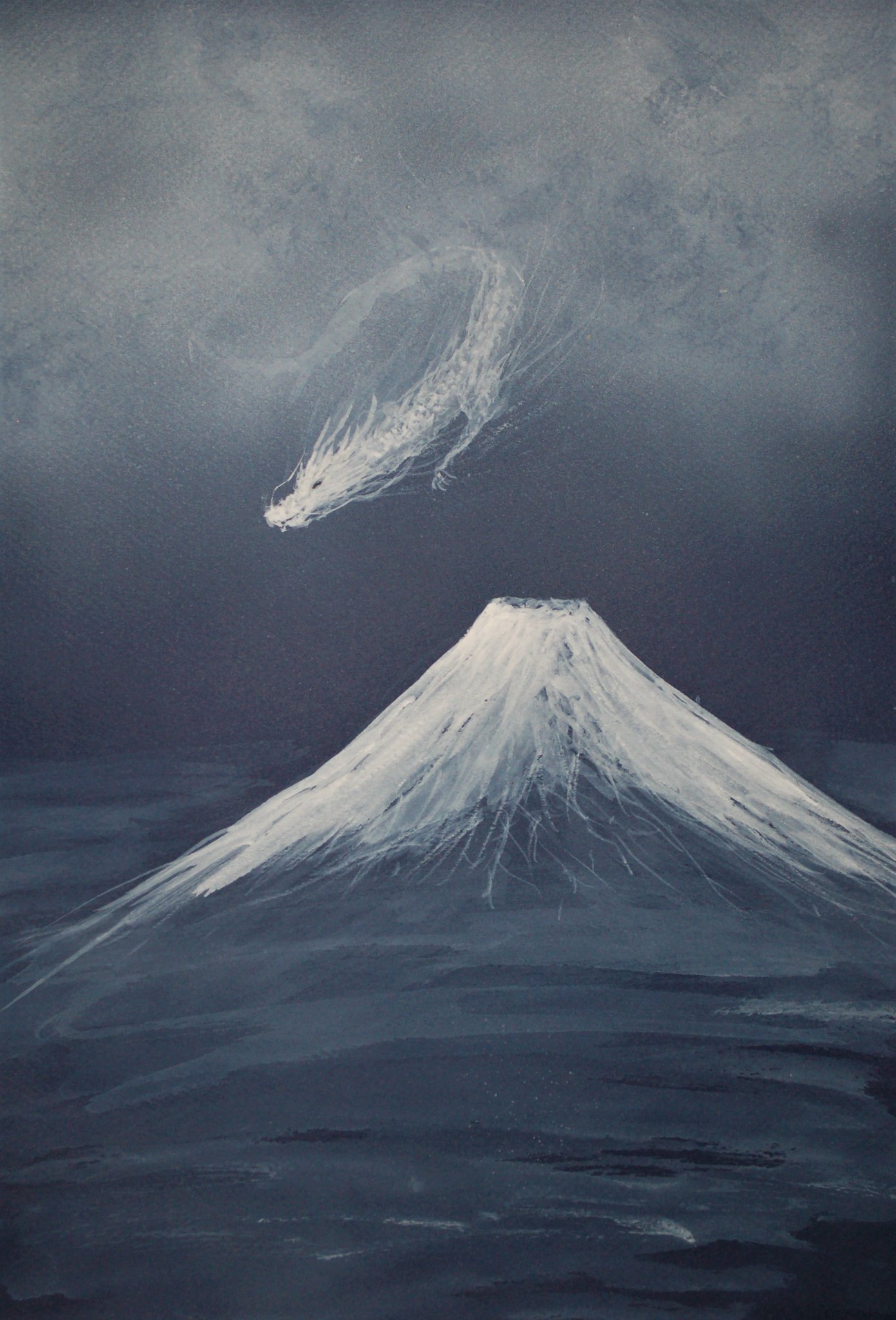 ✨龍神と富士山と海✨金とペールピンク✨-