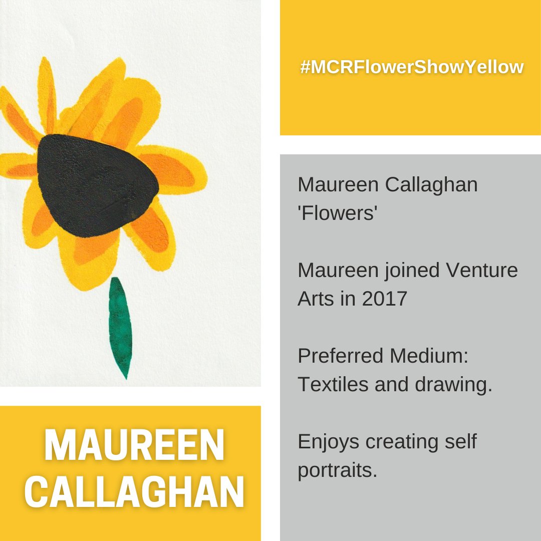 Manchester Flower Show Day Five! 🌸 #MCRFlowerShowYellow 💛 Today we are delighted to shine the light on Maureen Callaghen’s artwork – Flowers 🌻 Head down to the show to see Maureen’s amazing artwork! #MCRFlowerShow #SeedOfChange #TheManchesterFlowerShow