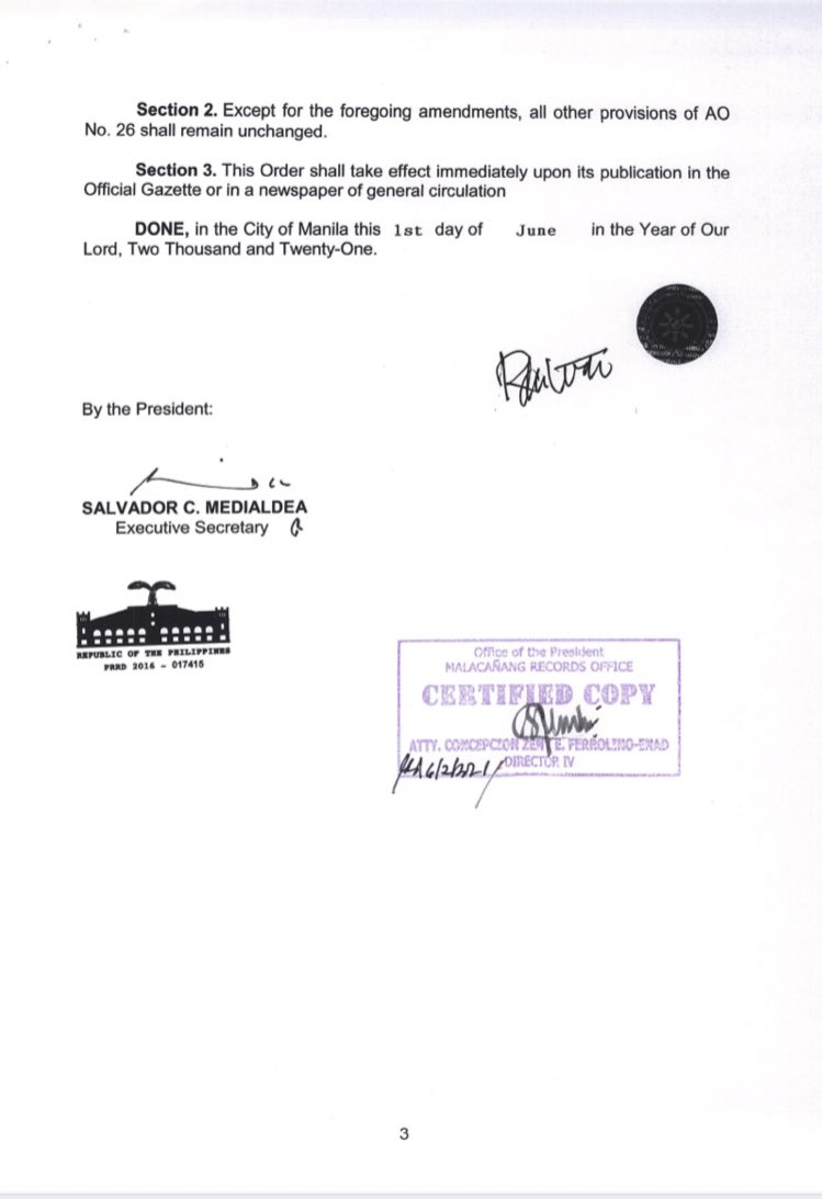 gmanewsbreaking's tweet photo. President Duterte issues Administrative Order 43 granting hazard pay not exceeding P500 per day to govt employees, including contractual and job order workers, who physically reported to work during MECQ period implemented from April 12 to May 14/May 31. | via @llanescajourno https://t.co/CoMvkXZkkc