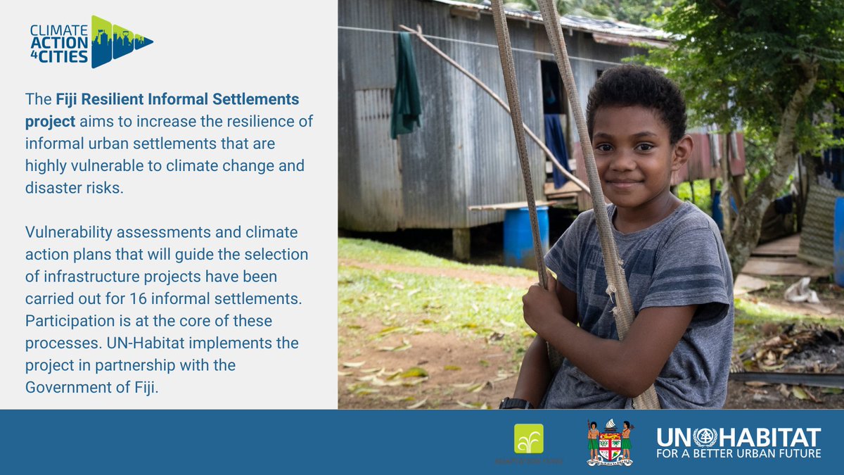 UNHABITAT's tweet photo. What does building climate #resilience look like when communities are involved in the planning, implementing &amp; monitoring of activities as well as working to spread awareness? A project in #Fiji shares solutions to learn from.
👉https://t.co/h79GvhPTBN
🏝️🏙️#ClimateAction4Cities https://t.co/U6Omx488GK