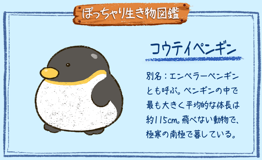 ぽっちゃり昆虫図鑑 略してぽちゃこん ぽっちゃり生き物図鑑 No 087 コウテイペンギン ぽっちゃり体型の生き物を毎日描いています 今日は大きなペンギン コウテイペンギンです 生き物 絵 イラスト 1日1絵 一日一絵 絵描きさんと繫がり