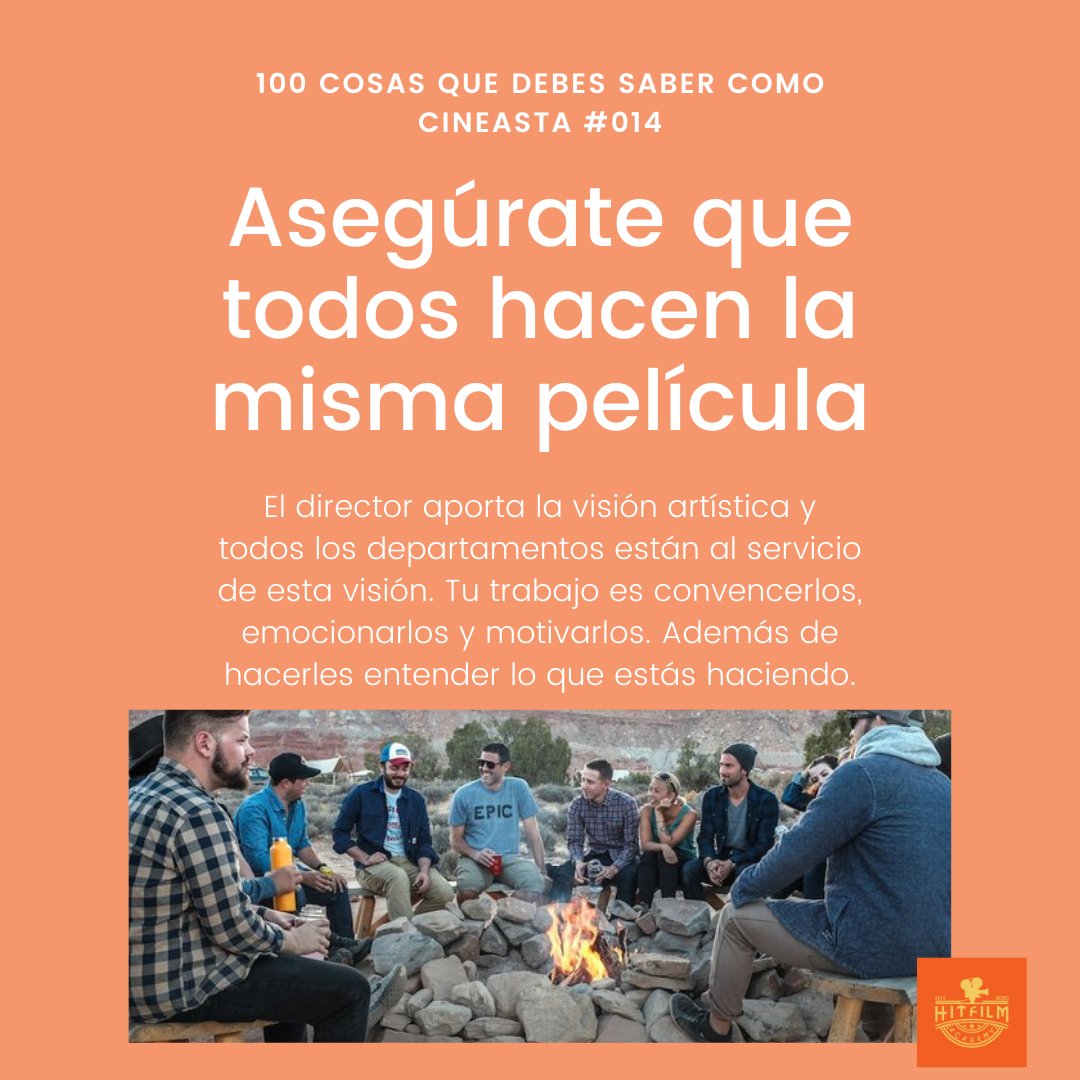 hitfilmacademy's tweet photo. Tu trabajo tanto como director como productor es hacer entender y hacer participar a todo el equipo de tu visión como director.

#aprenderodando #vivetuhit #100cosasCineastas https://t.co/ziNlgPankm