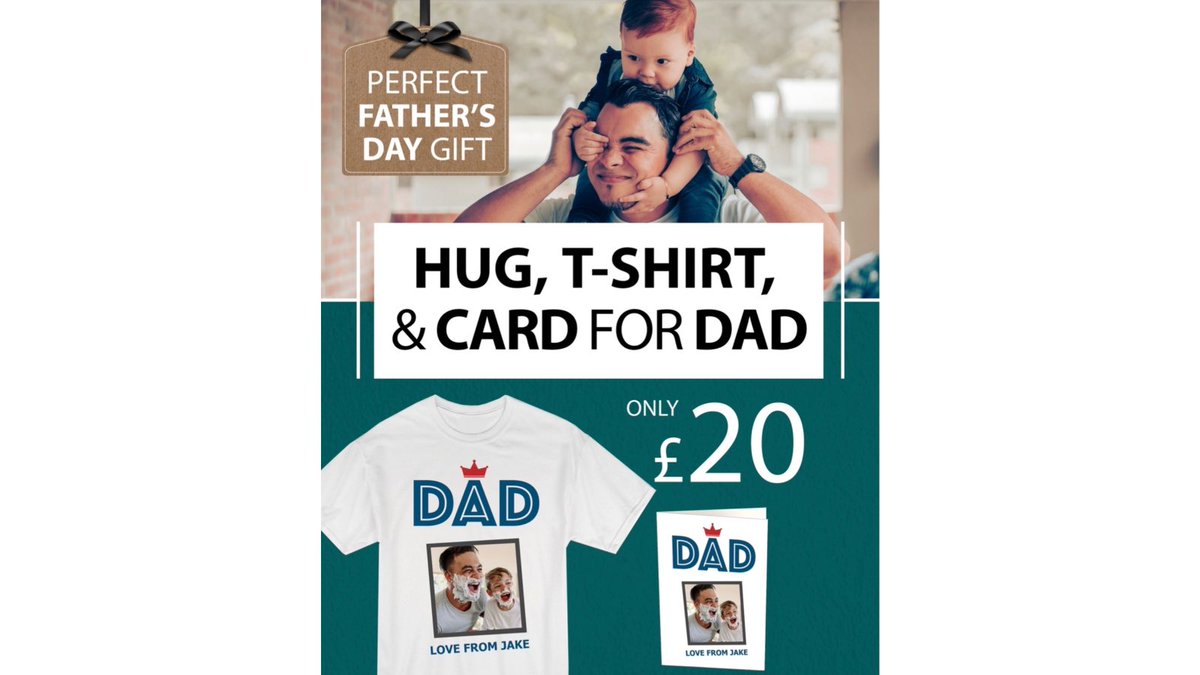 Father’s Day is go! Order him a personalised t-shirt and card for £20 - and we’ll leave the hug up to you 😀 #fathersdaygift #FathersDay2021