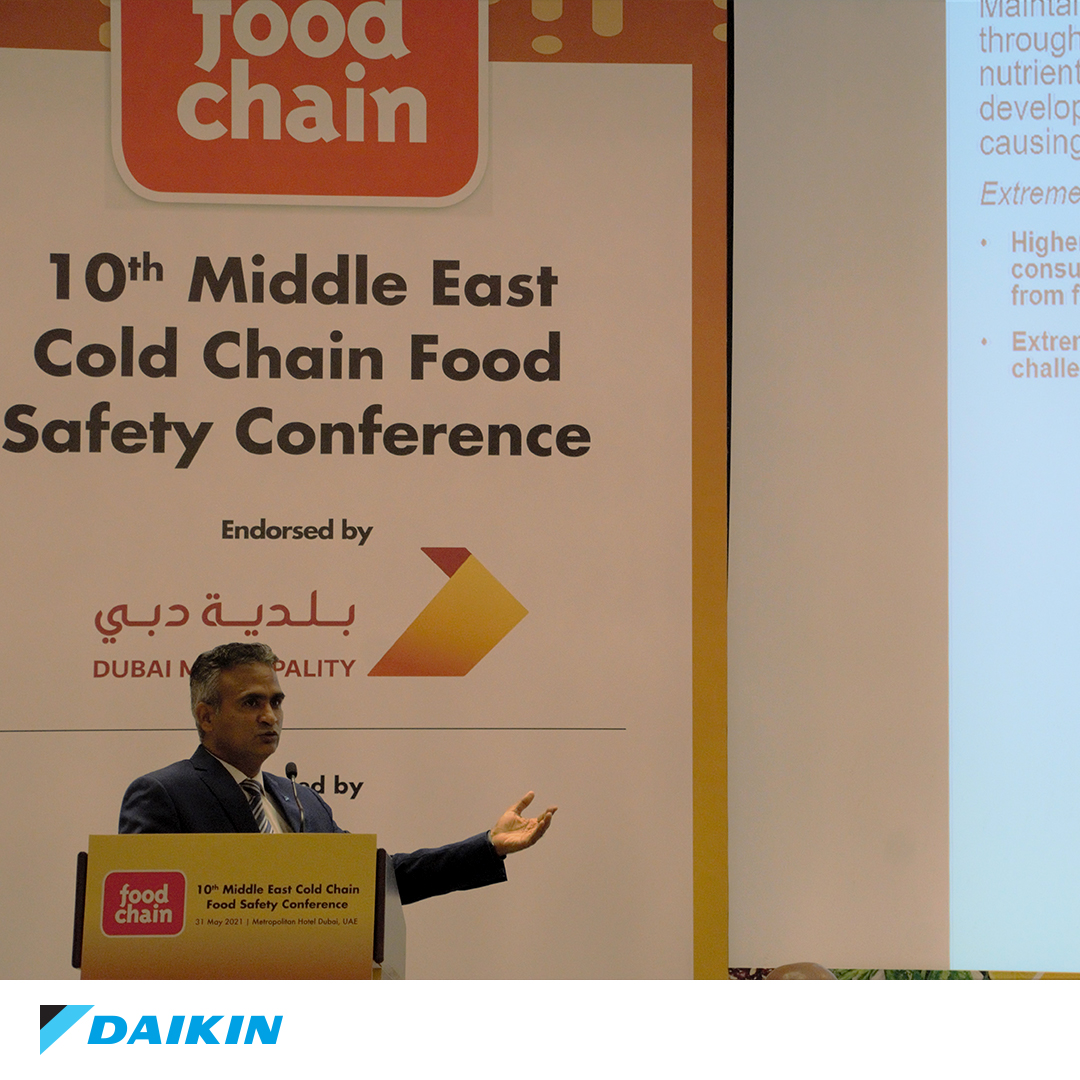 Daikin_MEA's tweet photo. A glance from our participation at the 10th Cold Food Chain Safety Conference #Dubai 2021. Daikin continues to develop reliable, advanced and sustainable cold chain solutions for every application.

#Daikin #DaikinMEA #Foodsafety #Refrigeration #FoodSecurity  #ColdFoodChain https://t.co/JnhyUT02Kb