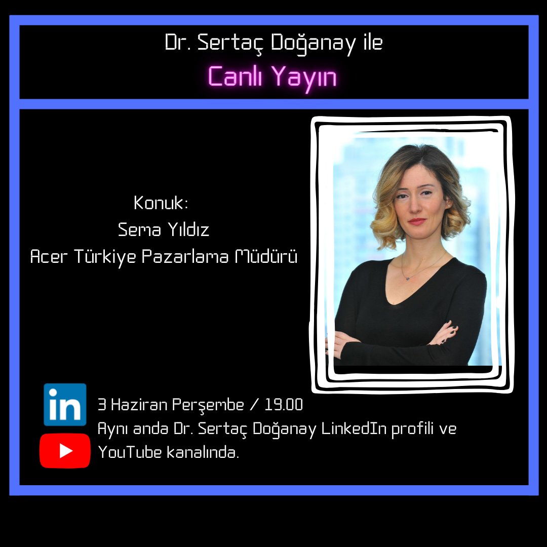 Sertaç Doğanay'ın bu haftaki konuğu Acer Türkiye Pazarlama Müdürü Sema Yıldız oluyor!

Bu hafta perşembe günü akşam saat 19.00'da keyifli sohbeti kaçırmayın. Sohbete Sertaç Doğanay'ın LinkedIn profilinden veya YouTube kanalından katılabilirsiniz.