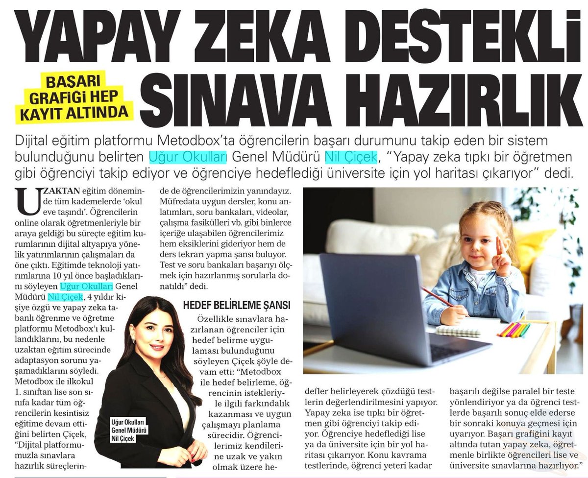 "Metodbox tıpkı bir öğretmen gibi öğrenciyi takip ediyor ve öğrenciye hedeflediği üniversite için yol haritası çıkarıyor."

<a href="/Aksam/">Akşam Gazetesi</a>
#UğurluOlmak