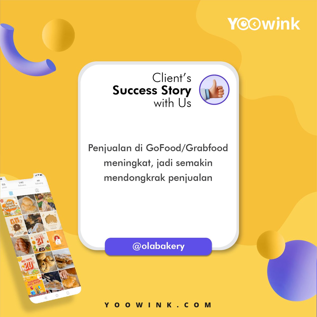 YooWink's tweet image. #OlaBakery adalah salah satu usaha yg berjuang tetap bertahan dimasa sulit
Beruntungnya, Ola Bakery segera bergabung dengan #Yoowink &amp;amp; percayakan media sosialnya kepada tim profesional

Penjualan pun meningkat @olarotiyogya Bakery punya kisah suksesnya sendiri yg menginspirasi.