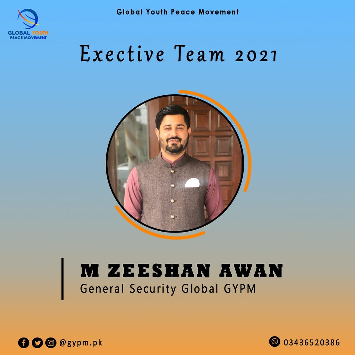 gypmoffical's tweet photo. We are thrilled to announce that *M Zeshan Awan* joined us as the *Genereal Security Gobal Youth Peace Movement (GYPM).* Our team welcomes him and we hope that we would accomplish our goals together with the team spirit. https://t.co/NffBtAJTe7
