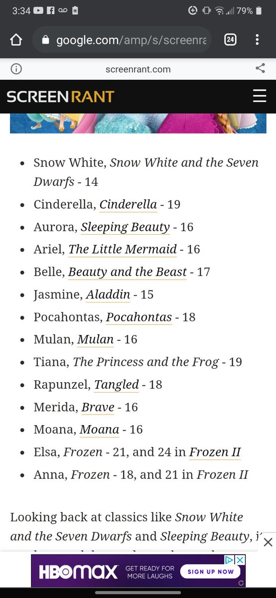 The ages of the Disney princesses so if you have a ACC of them best pick wisely
