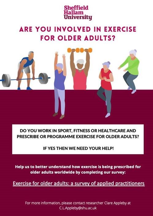 Ciara O'Hagan (@ciara_ohagan) on Twitter photo If you prescribe or programme #exercise for #olderadults, we would love to hear from you!
We are conducting a survey to learn more about how exercise is being prescribed for older adults around the world.
More details: shusls.eu.qualtrics.com/jfe/form/SV_8f… 
Please RT! If you prescribe or programme #exercise for #olderadults, we would love to hear from you!
We are conducting a survey to learn more about how exercise is being prescribed for older adults around the world.
More details: shusls.eu.qualtrics.com/jfe/form/SV_8f… 
Please RT!