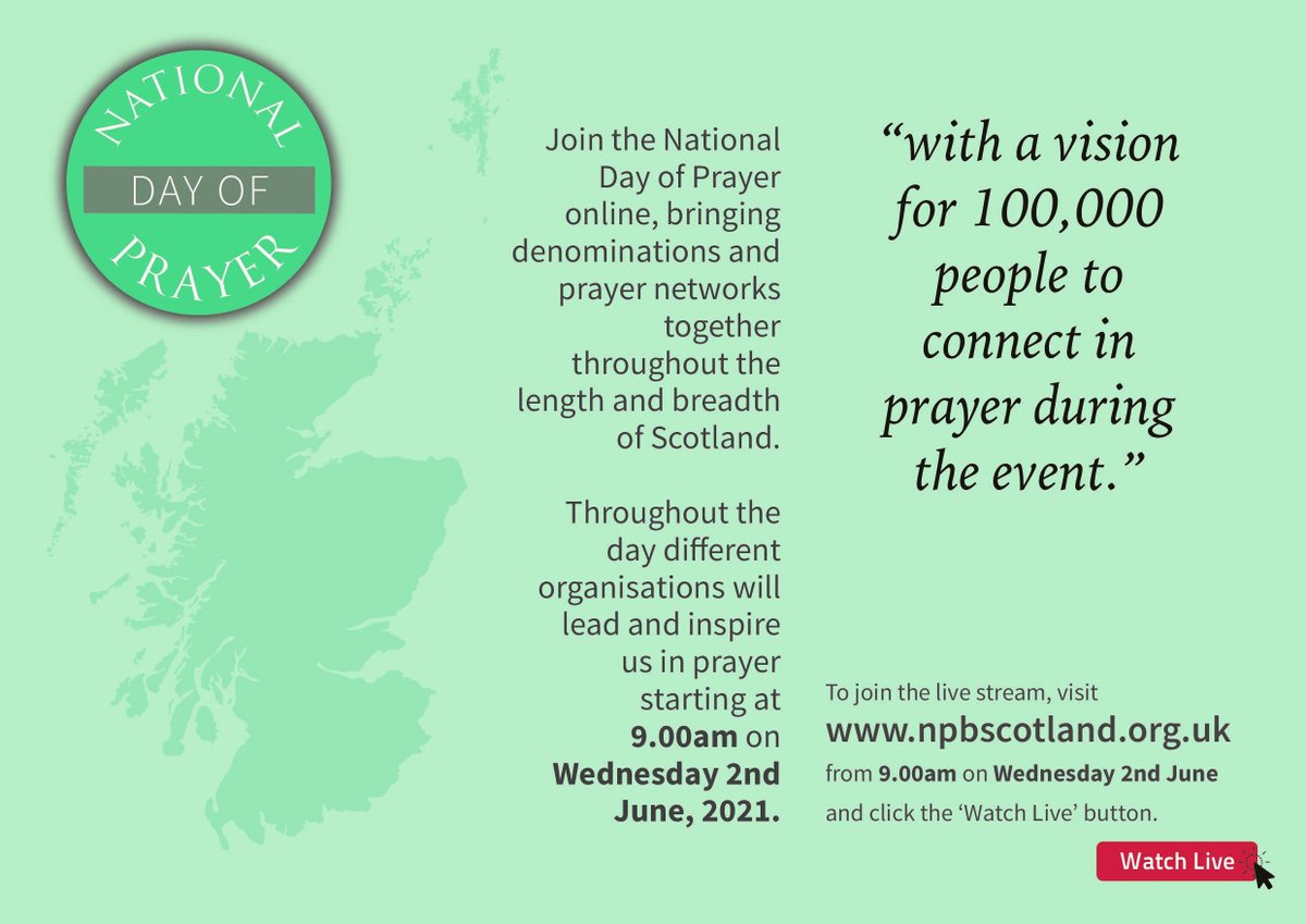 andrewdestiny's tweet photo. Starting soon! Hope you can join this important moment as we #praytogether for the #nation!
To join visit:
https://t.co/Zb9ygHJjYj & click watch live
#LivePrayer #PrayForTheNation #NPBS #NPBScotland #NationalDayOfPrayer #Scotland #PrayerNetworks #Unity #Pray #Prayer https://t.co/7QukmDZ0e2