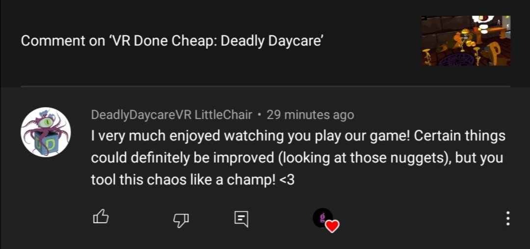 hotfreshjank's tweet photo. Taking this as a compliment @DeadlyDaycareVR 😎
#VR #vrgaming #indiedev #indiegames #indie #deadlydaycare #littlechair https://t.co/DV6lgkj3i9