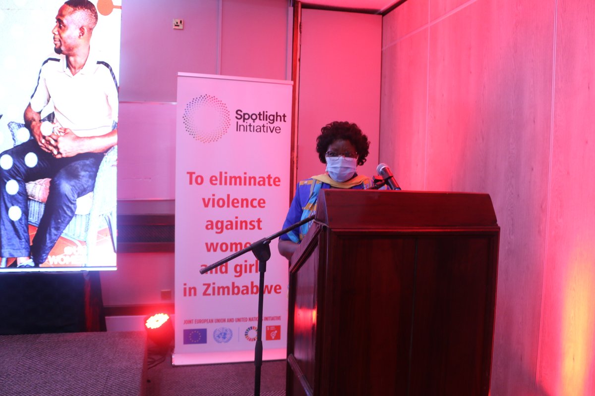 unwomenzw's tweet photo. Happening now in Harare: @unwomenzw @iagzim Spotlight Light Bulb Moments-4th Edition: 'Presentation of IAG campaigns and Launch of IAG Knowledge Products'  w/ @MinofWomenZim Minister @Min_SGG_Nyoni, @unwomenzw Country Representative @dserumaga &amp; @iagzim https://t.co/jlmjLYjsZO
