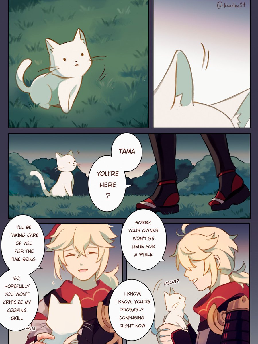 Many of you wonder what happened to Kazuha friend's cat so I share a hc of mine, I thought he'd name him Tama since it's a common jp cat name ^^

Kazuha's fav food is also fish so I think it's connected well if that's the case 💕

#genshinimpact #原神 
#kazuha 