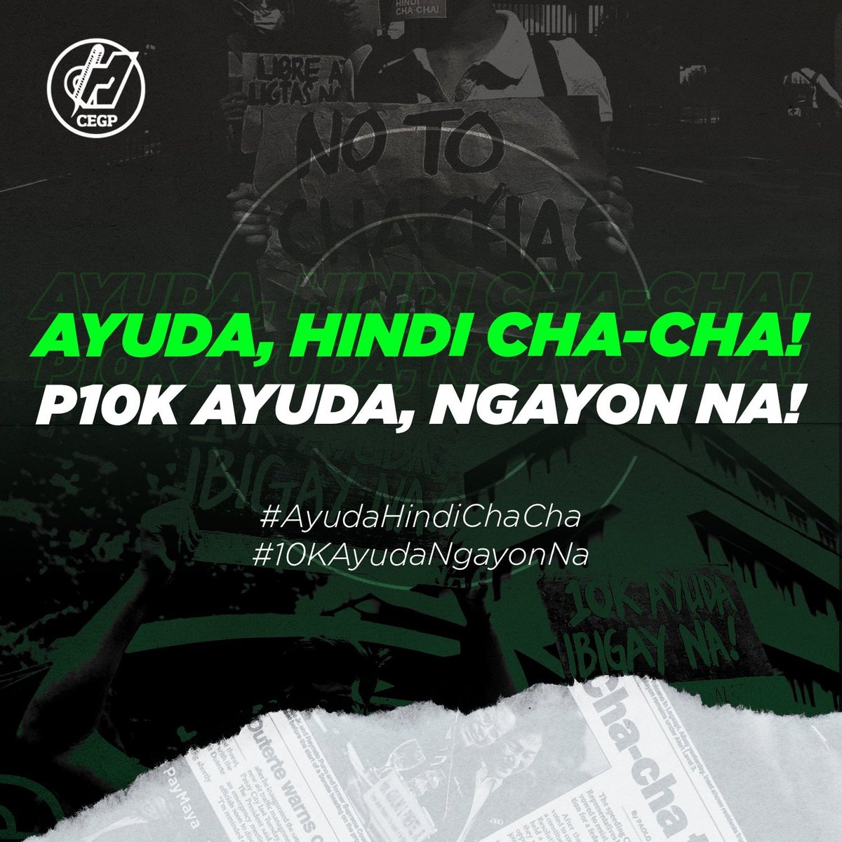 At a time when every Filipino desperately needs all the aid after still being stuck in the longest lockdown in the world, the Duterte administration has decided to not certify Bayanihan 3 as urgent.

Read more: facebook.com/CEGPNationalOf…

#10KAyudaNgayonNa 
#AyudaHindiChaCha