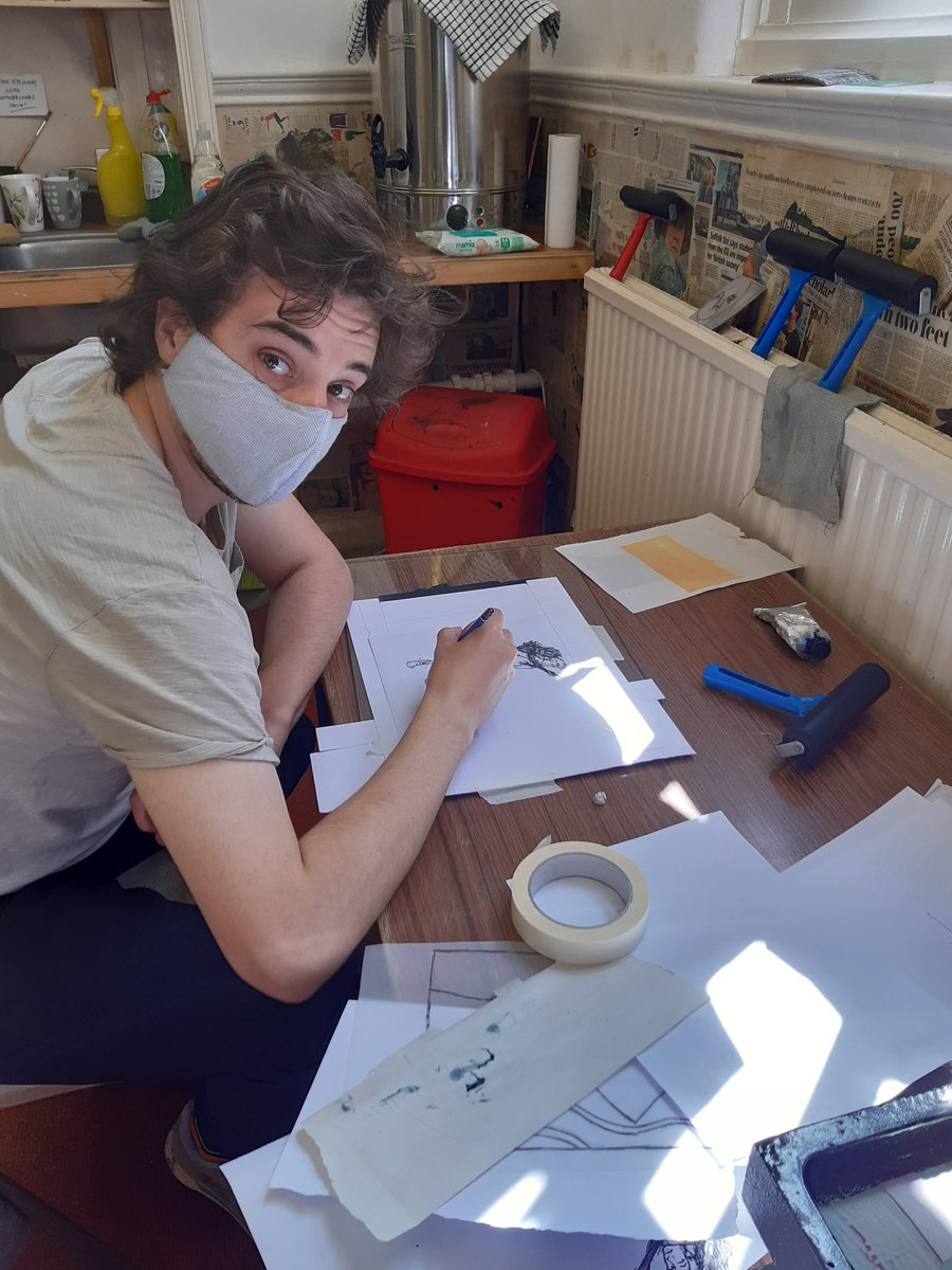 PressOyster's tweet image. Studio schedule for our fabulous Press Ahead students  ends in an exhibition in July . They have been learning printmaking with us through lockdown and fingers crossed this will happen for them. They deserve their work to be seen #printmakingstudio #artsineducation @TNLComFund