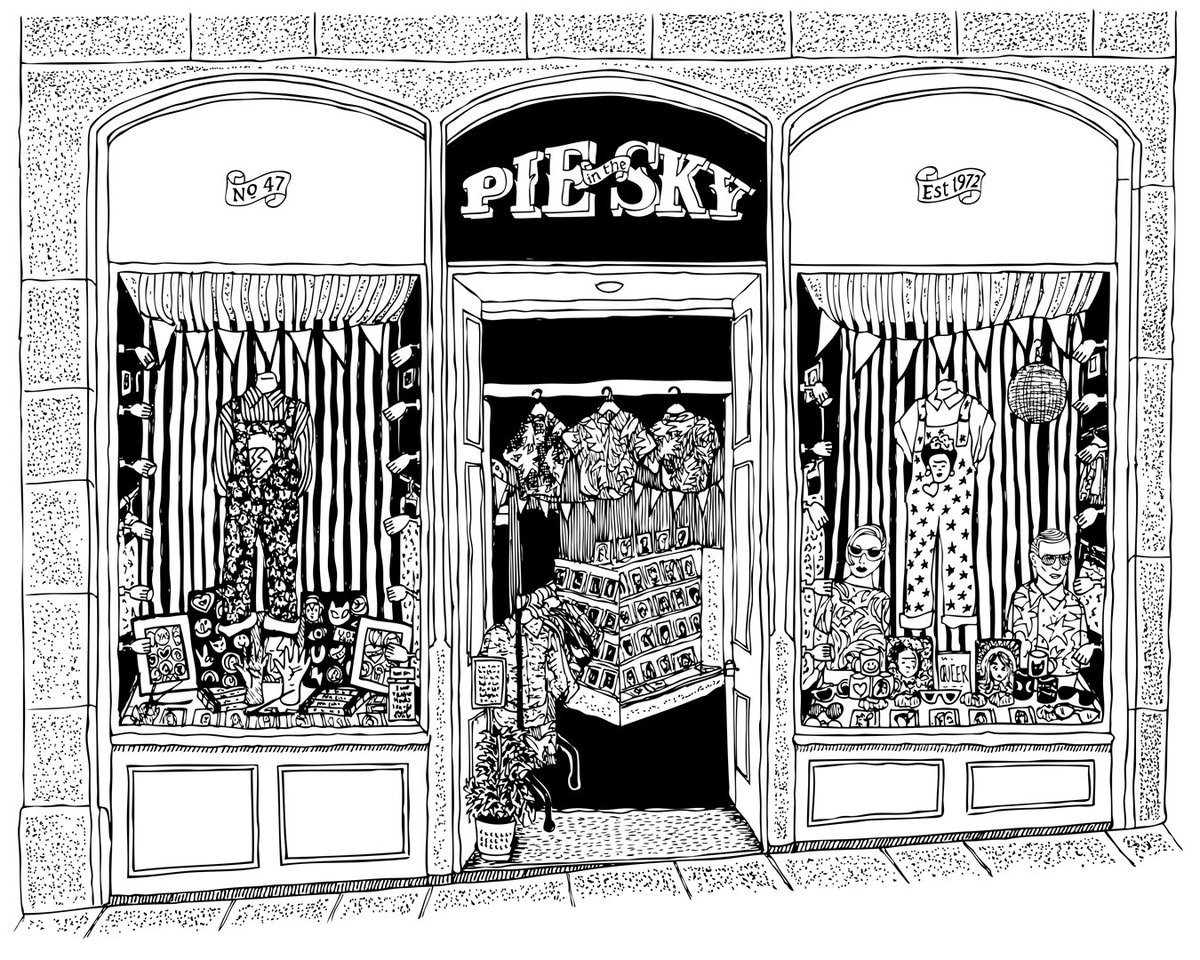 This was a lovely recent commission for Pie In The Sky in Edinburgh ❤️ A boss independent shop if you’re up that way (and if you’re not - they’re online too!) 

#pieinthesky #pieintheskyedinburgh #indieedinburgh #edinburgh #shopindependent #ink #illustration #handdrawn #shopfront