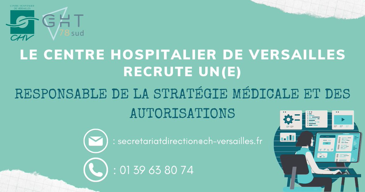 [RECRUTEMENT] 
Le <a href="/CH_Versailles/">Centre hospitalier de Versailles</a> recrute pour sa direction, un(e) Responsable de la stratégie médicale et des autorisations.

Pour plus d’informations :
ch-versailles.fr/poste/7/6/177

#recrutement #job #CHV