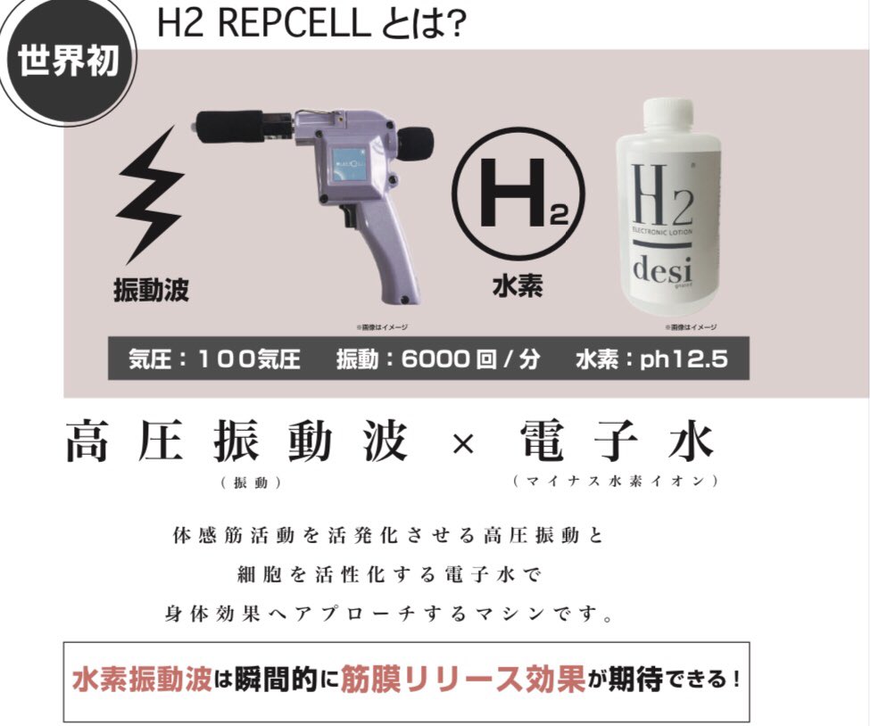 H265435442's tweet photo. 超回復に打つ水素！
H2リプセルは疲労した箇所に噴射するだけ‼️あっという間の即効性が自慢の最新リカバリーマシンです。今なら無料体験できます。#H2リプセル #筋肉疲労 #超回復 #筋肉痛 #アスリート https://t.co/BGjehyiDi4