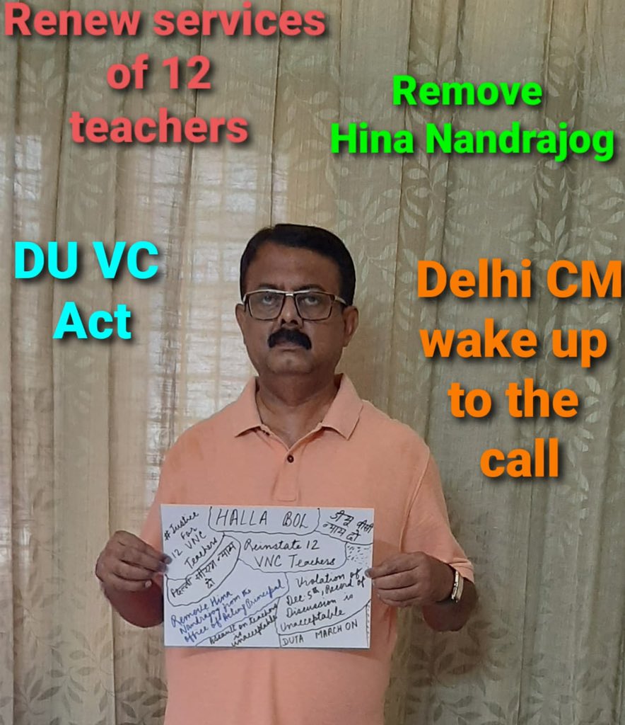 Shankar8Ashwini's tweet photo. #Justice_for_12VNCTeachers. Renew their services and remove Acting Principal #Delhi CM and DU VC must act @RajibRaydu @UnivofDelhi @DU_Teacher @Yasheshwar2 @DrUdaibir @CRMeena78570080 @drkumarshantanu @dr_chayanika @Sanjay__V https://t.co/LiHy6peMEG