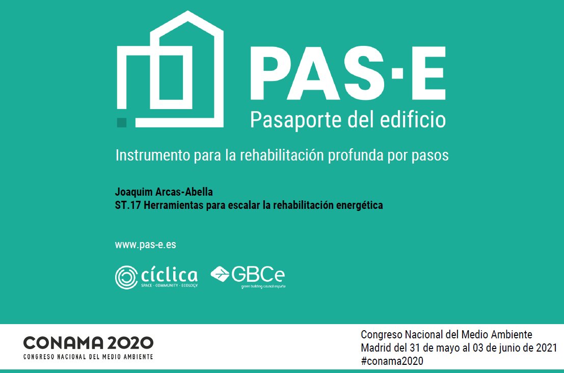 ciclica_arq's tweet photo. Y mañana seguimos con la presentación del Pasaporte del edificio #pas_e, en la sesión "Herramientas para escalar la rehabilitación energética" en el CONAMA 2020 organizado por @info_conama . https://t.co/s0j6EgMnDy