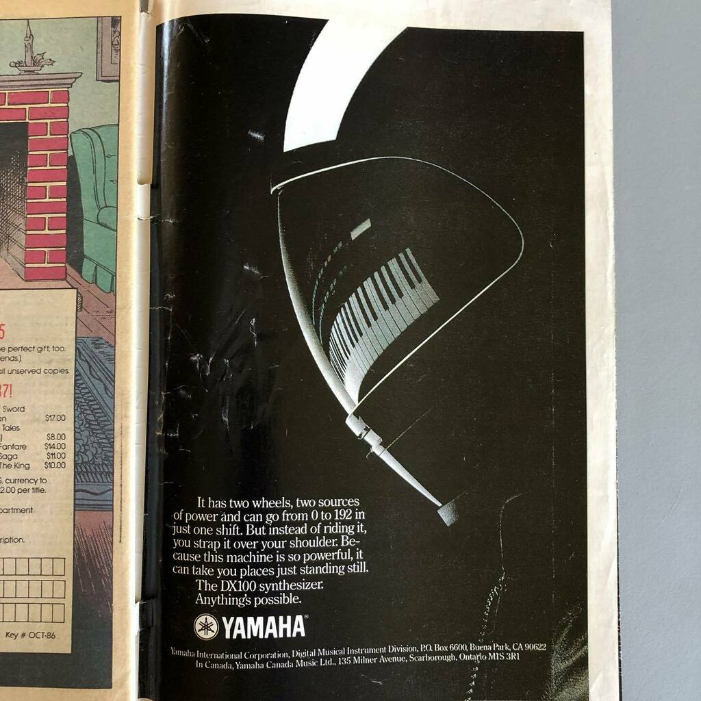 ghettosvend's tweet photo. Ny Daft Punk? 🤩😍
Nah, Yamaha DX 100 annonce i Incredible Hulk mag feb 1987.
#daftpunk #incrediblehulk #yamahadx100 https://t.co/igt7wGbr7h https://t.co/m8vvmWhtKN