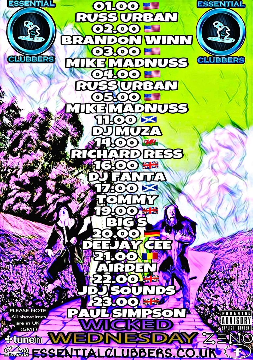 ESSENTIALCLUBB3's tweet photo. WICKED WEDNESDAY!!!

PLEASE NOTE: All showtimes are shown in UK time (GMT) 

#ecradio #Essentialclubbers #NowPlaying #chat #listenlive #tuneinapp #Radio #jointhemovement #Facebook #mixcloud #Instagram #worldwide https://t.co/Bfq7AAywuJ