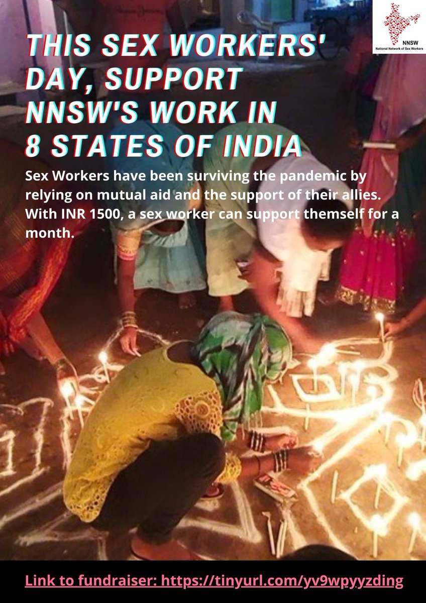 NNSWIndia's tweet photo. Happy Sex Workers' Day! We've started a new fundraiser on Milaap to support NNSW's 1.5 Lakh sex worker population during Covid and it's aftermath. All amounts big and small are welcome. DM us for poster/more information if needed. 

#supportsexworkers #COVID19 #sexworkersday2021 https://t.co/4FxY7G2hJN