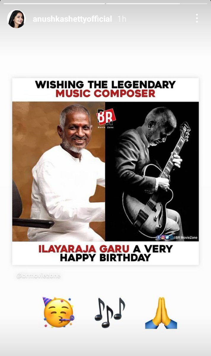 sweetyanushkafc's tweet photo. Sweety @MsAnushkaShetty wished @Gunasekhar1 garu &amp; #Ilaiyaraaja garu via Instagram. ❤️💐✨

#HBDGunasekhar #HBDIlaiyaraaja #AnushkaShetty #Anushka https://t.co/FjVcAQYxai
