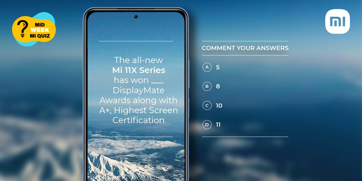 XiaomiIndia's tweet image. Question 3 of the #MidWeekMiQuiz is live 👇

Tweet your answer using #MidWeekMiQuiz #Mi11XSeries #Mi11X &amp;amp; #Mi11XPro    

Hint 👉: amzn.to/3cbvyyM 😇

#Xiaomi